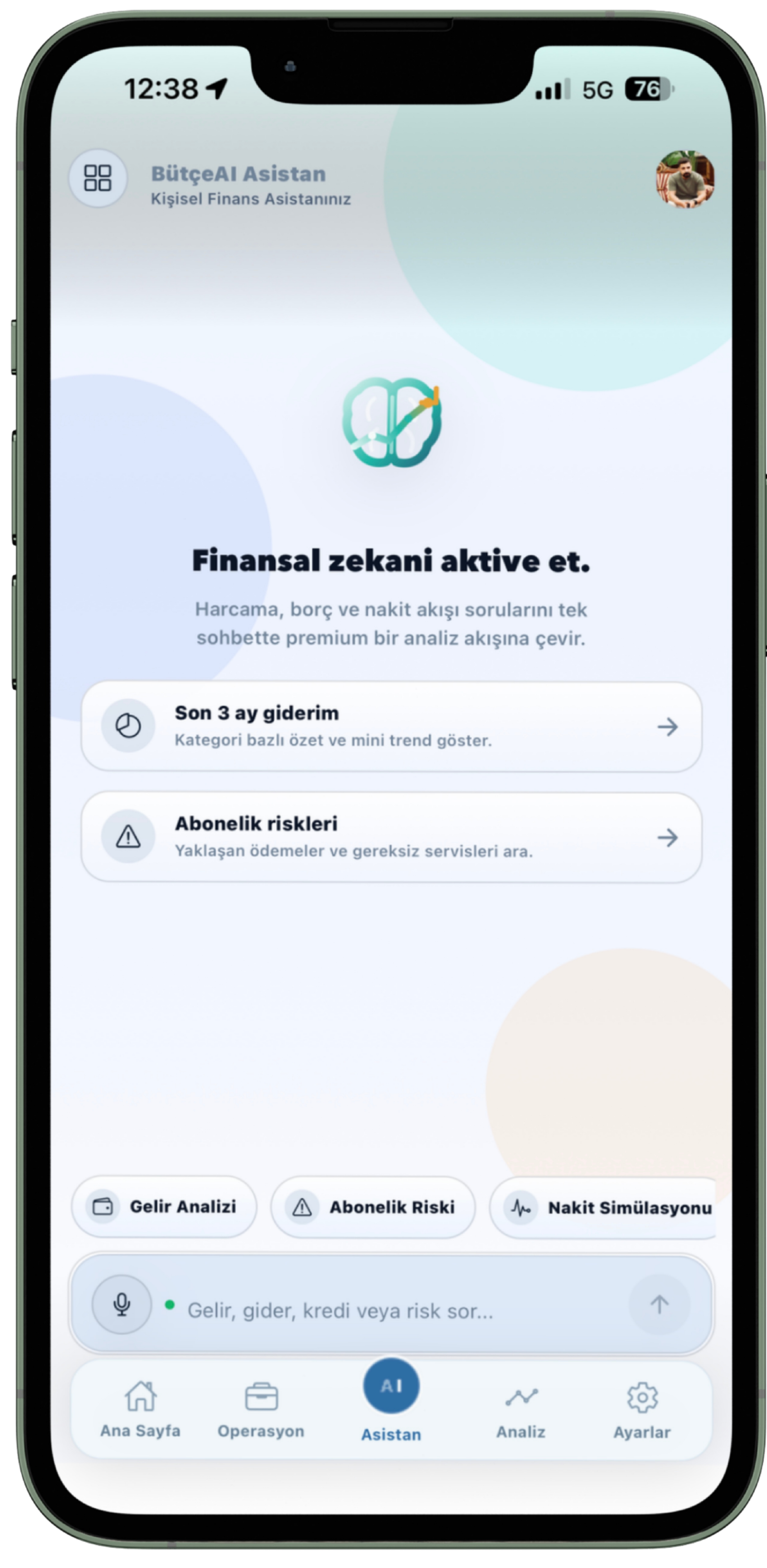 BütçeAI birikim ve asistan ekranı