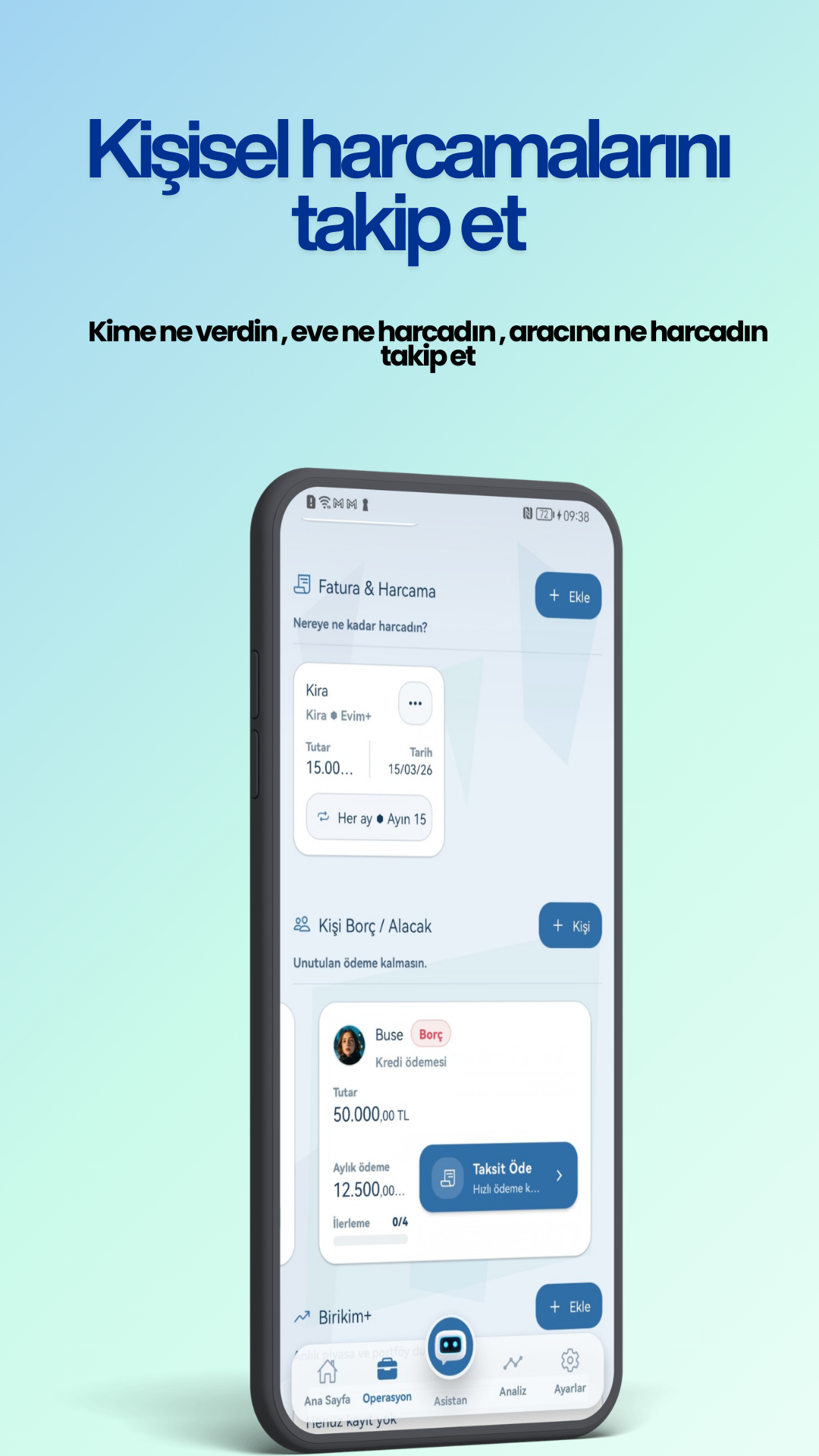 BütçeAI kişisel gider ekranı